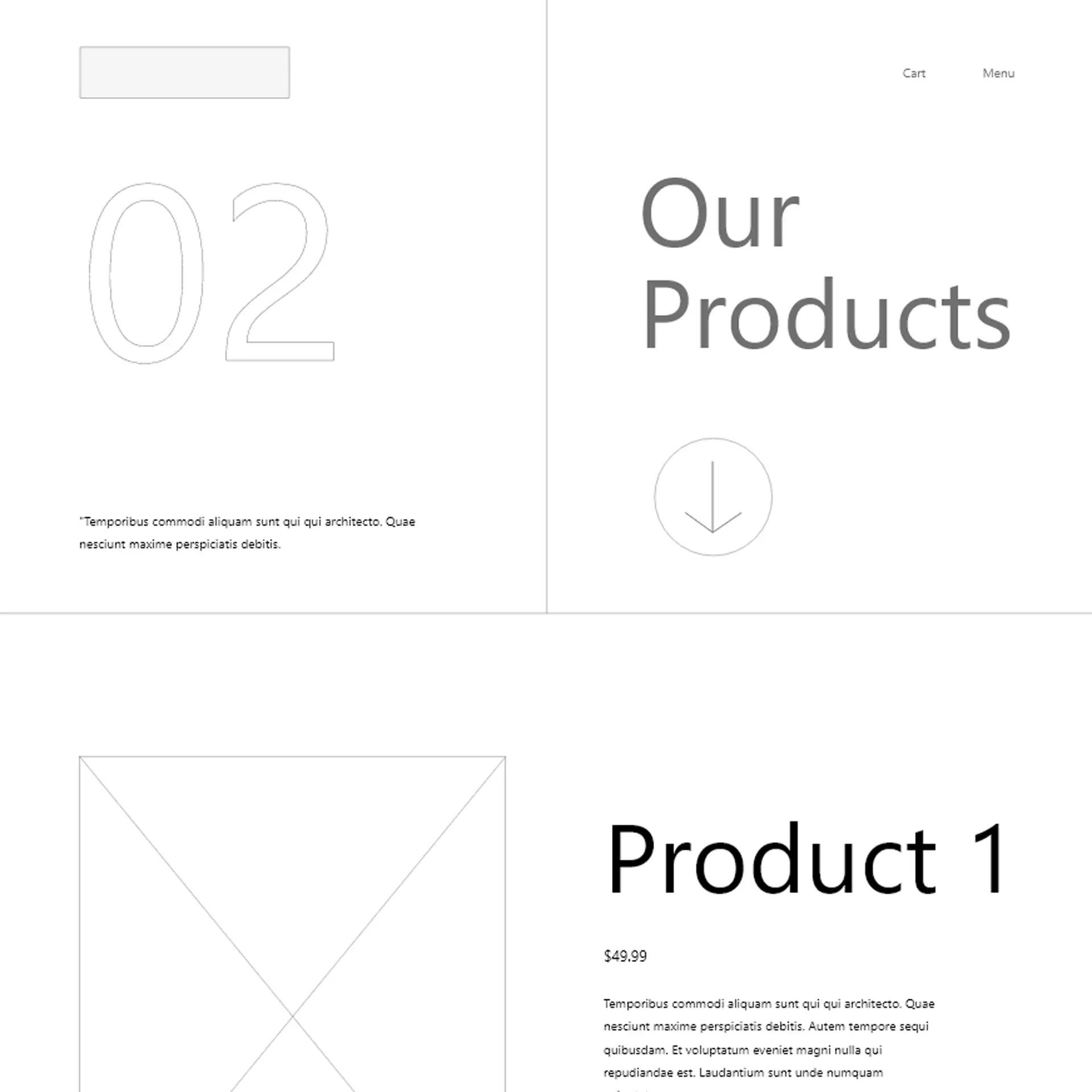 Artisan shop product page wireframe