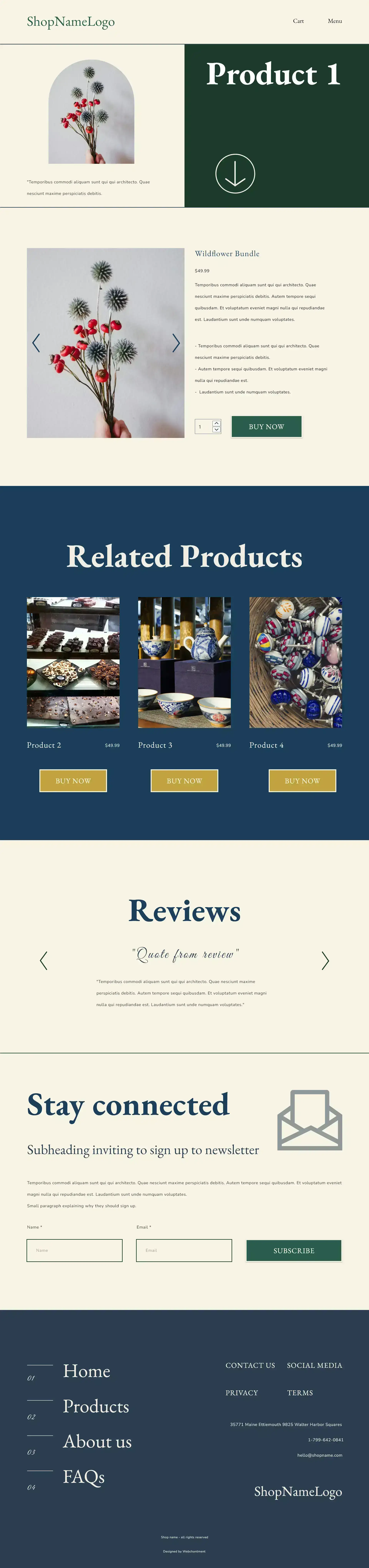 Artisan shop product page design preview