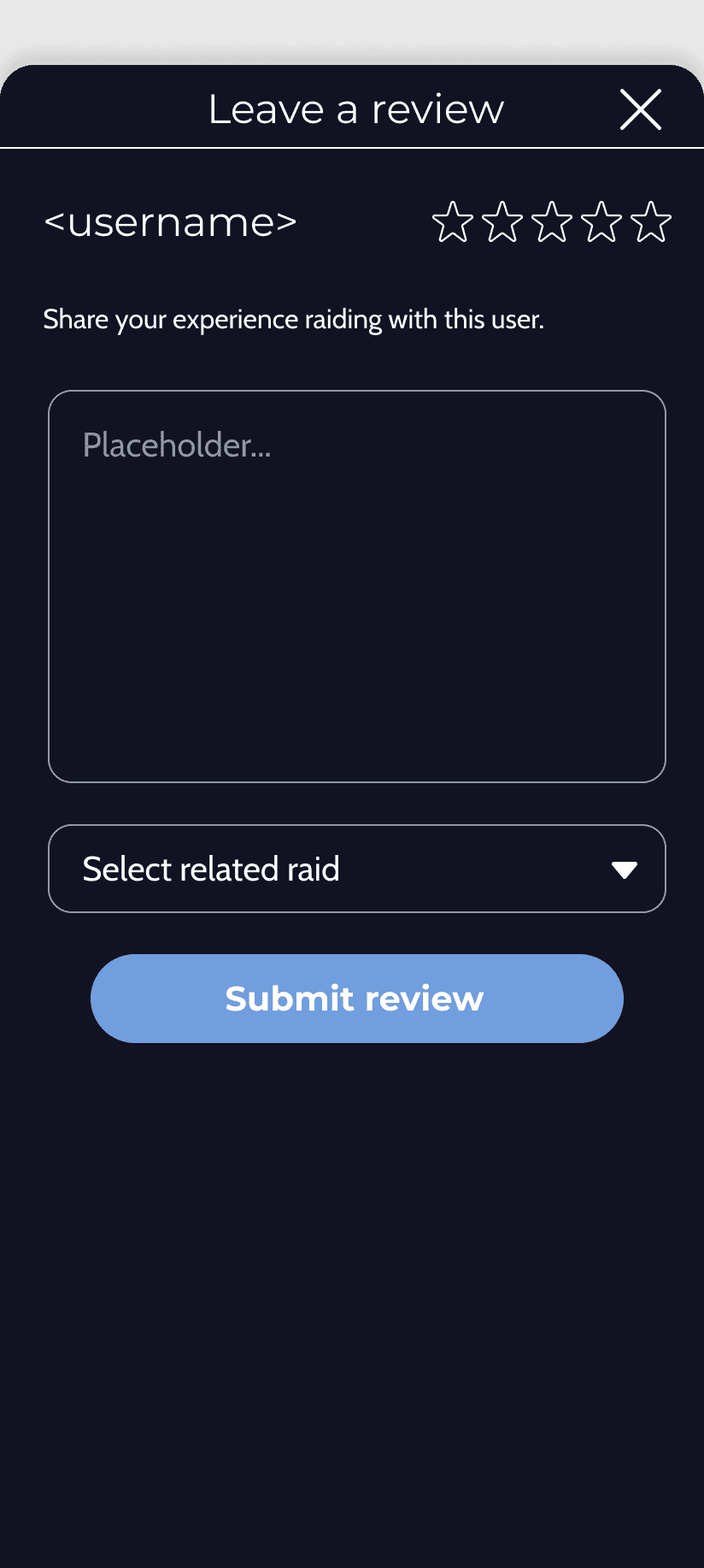 GoRaiding leave review screen