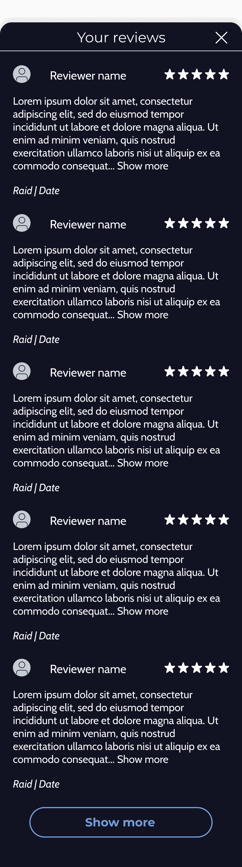 GoRaiding user reviews screen