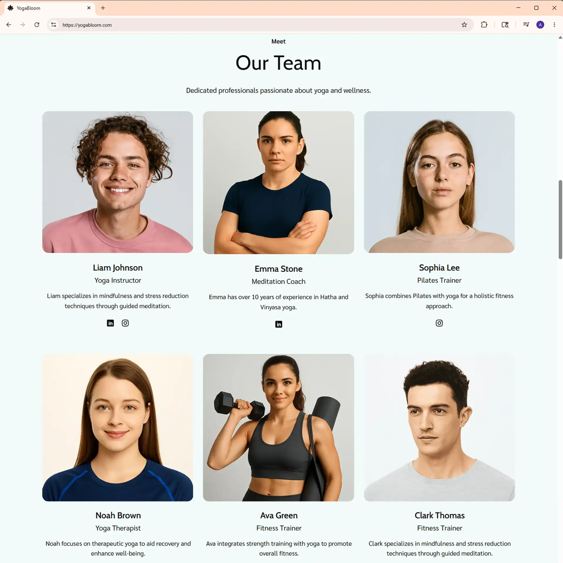 YogaBloom team section