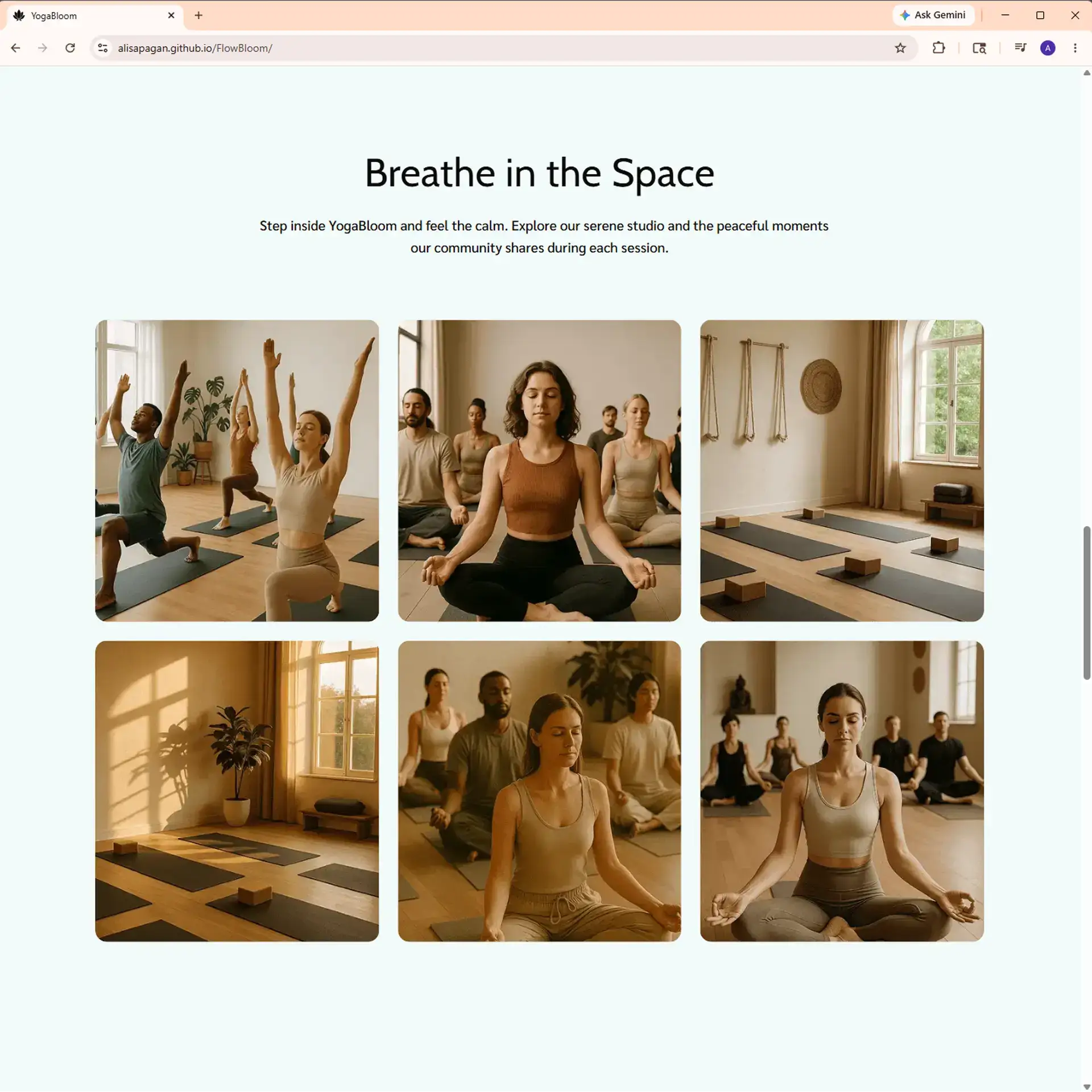 YogaBloom gallery section