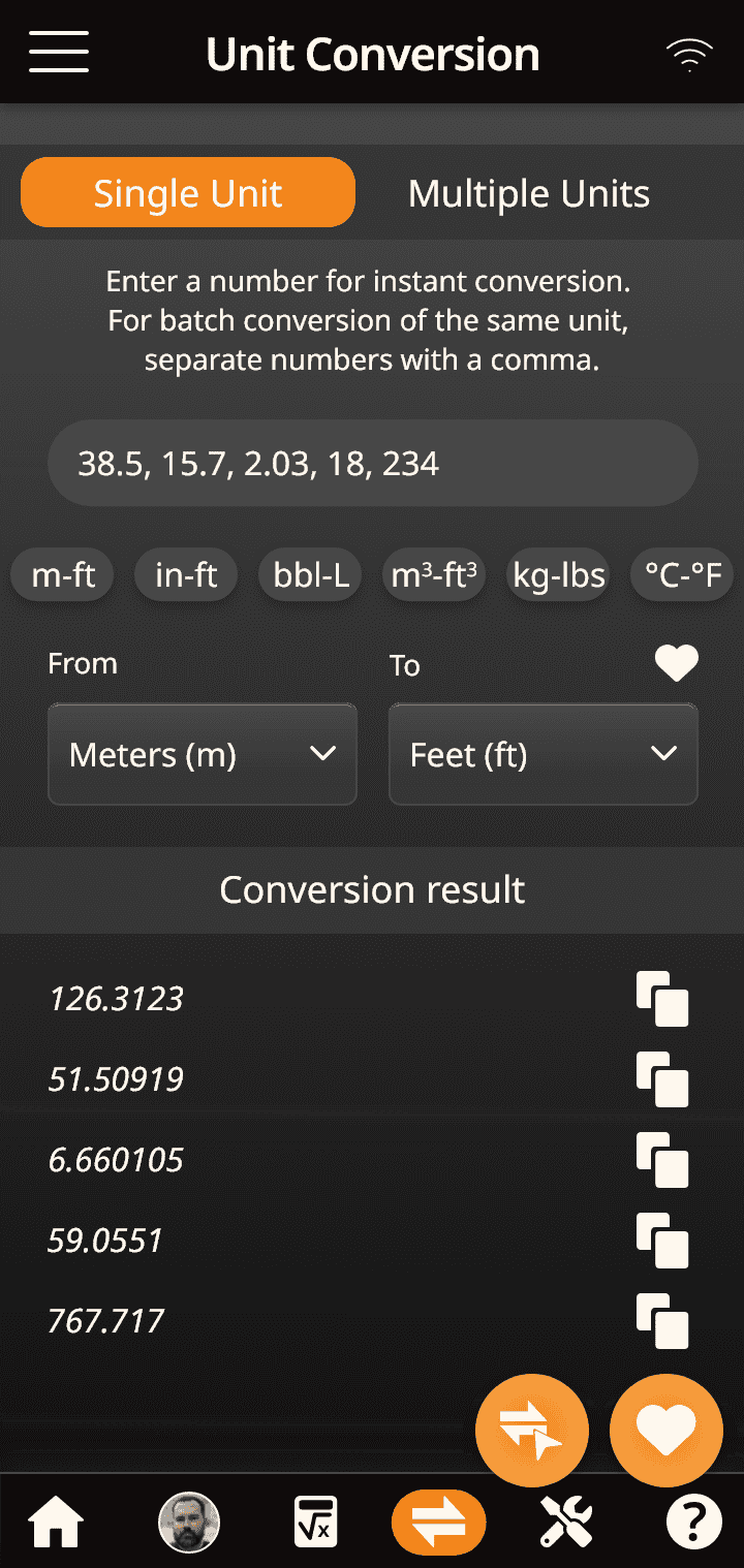 WildcatWorks batch unit conversion for logged-in online user screen