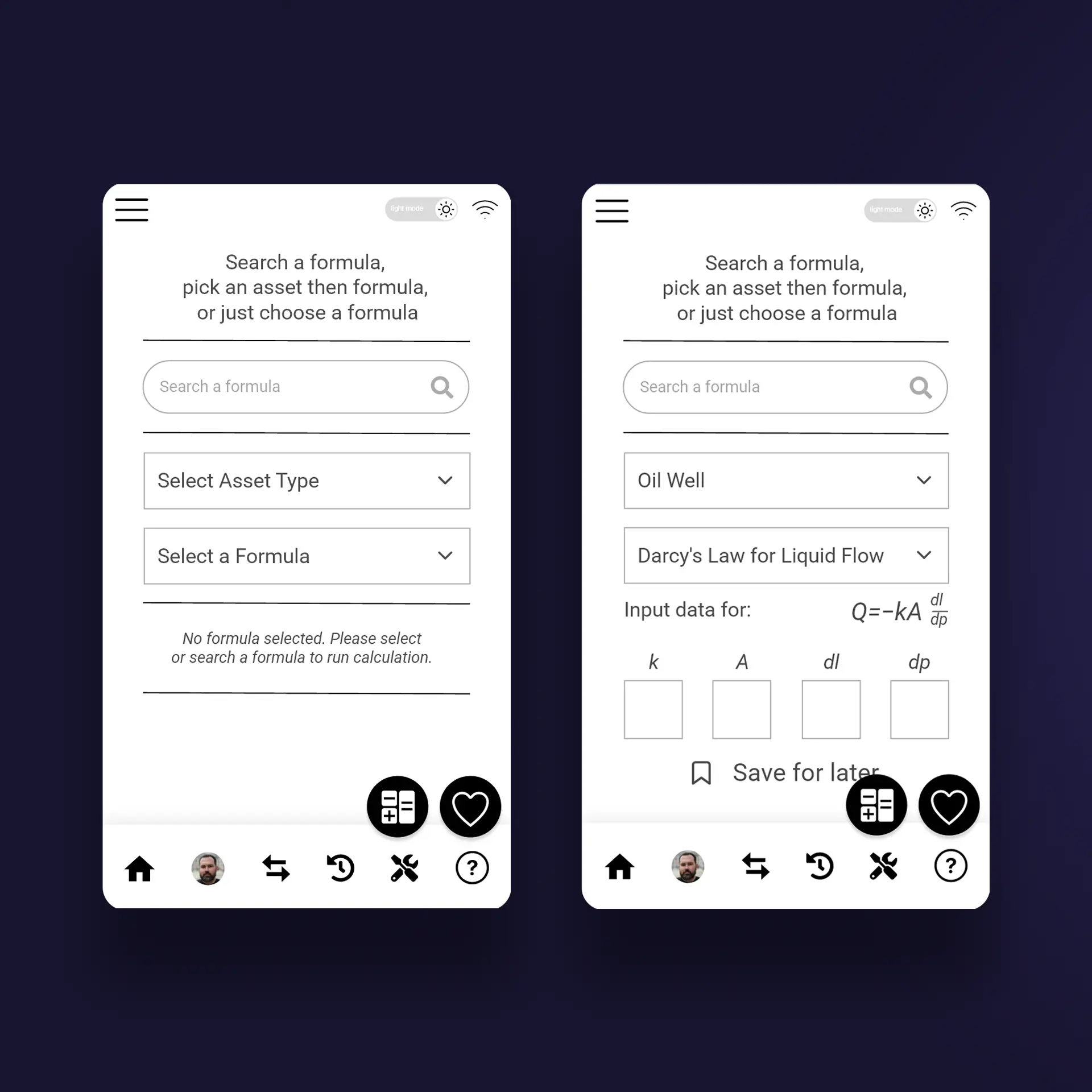 WildcatWorks app formula calculation wireframe