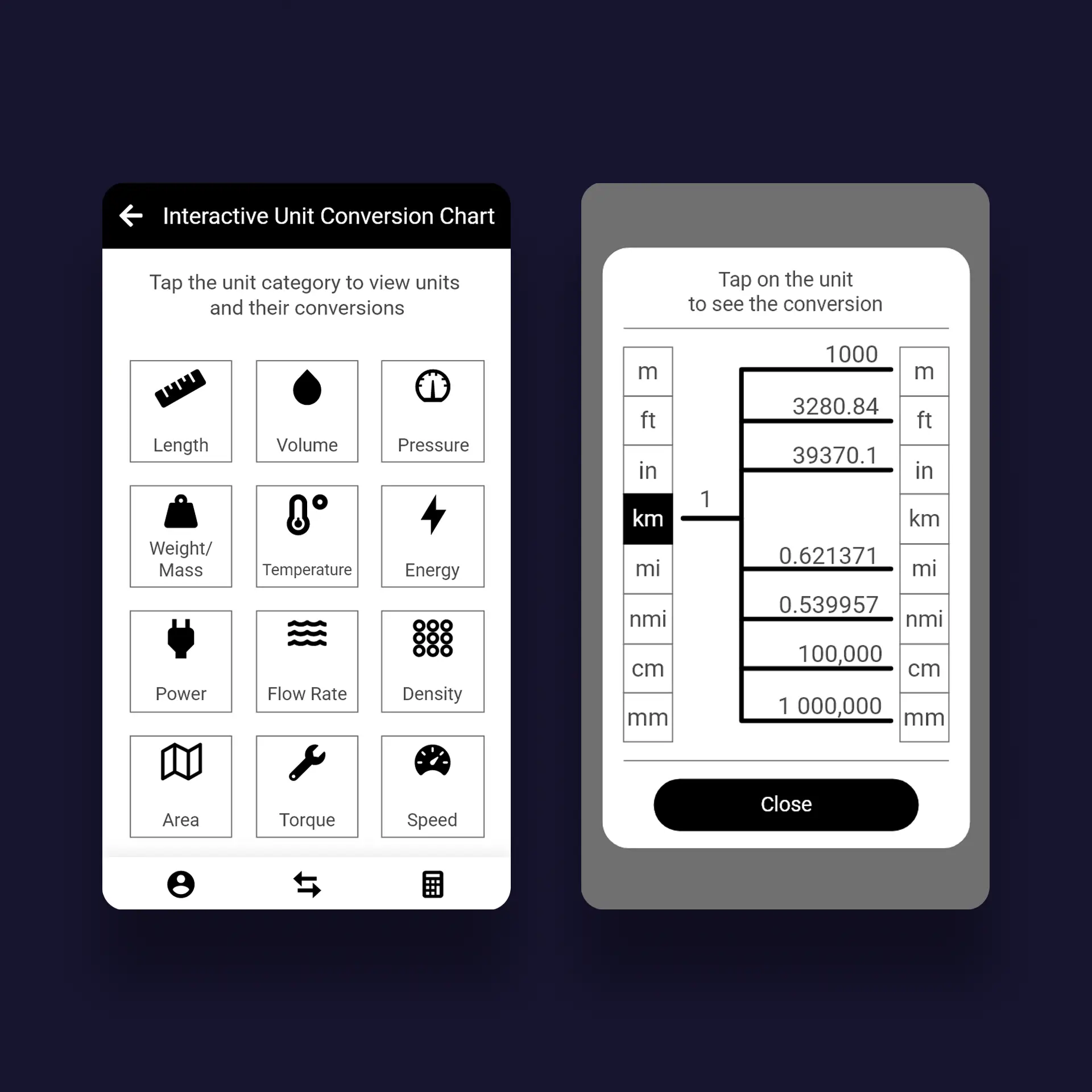 WildcatWorks app interactive unit conversions wireframe