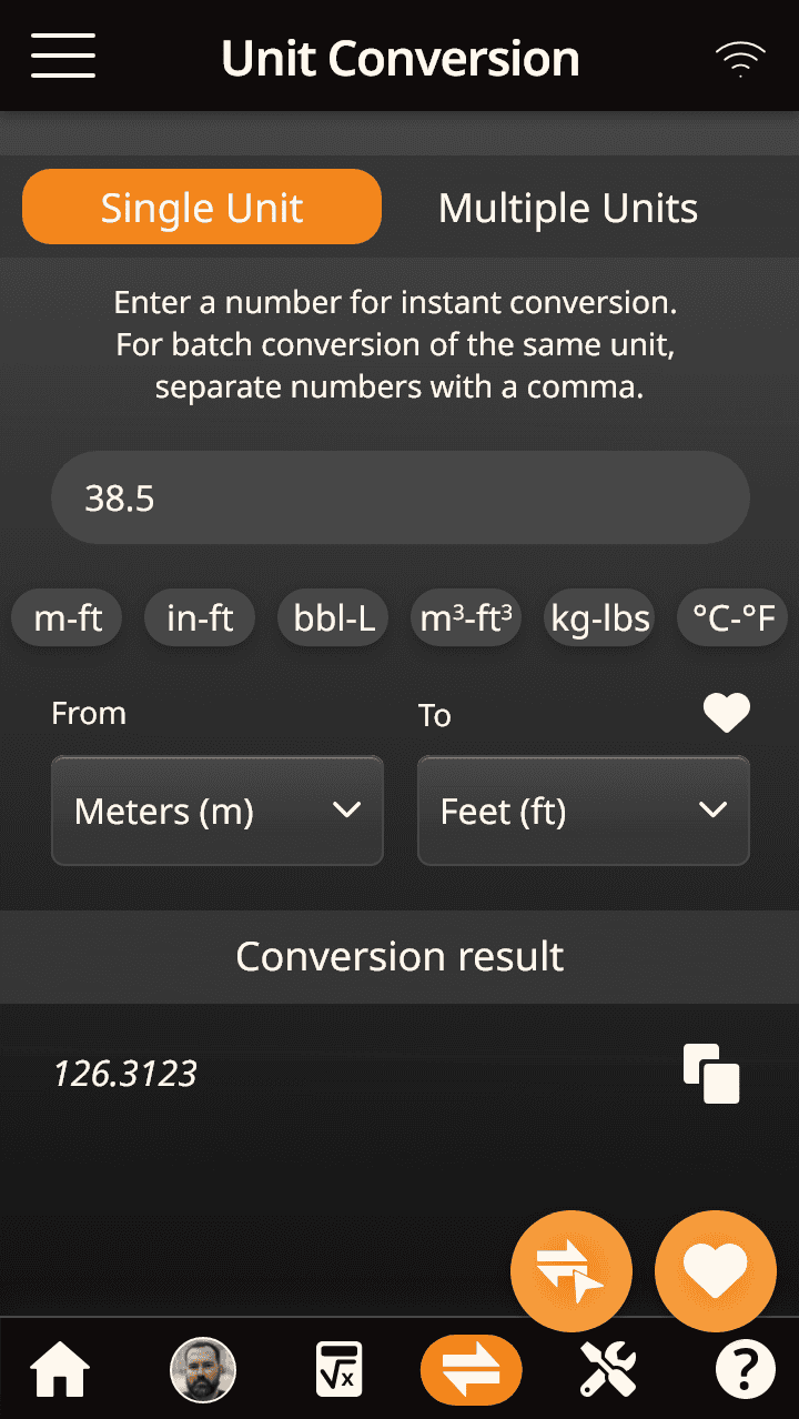 WildcatWorks single unit conversion for logged-in online user screen