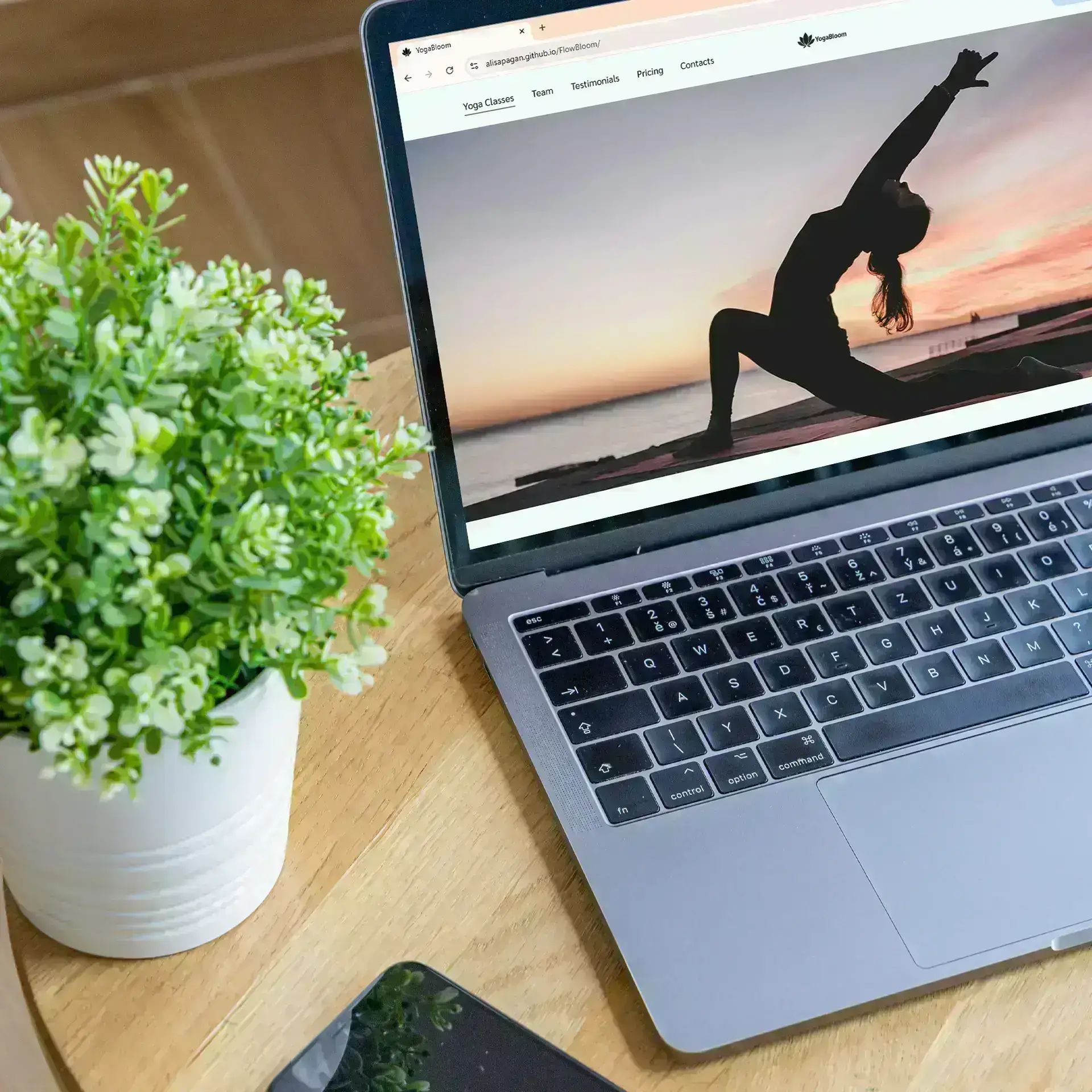 YogaBloom yoga studio landing page preview