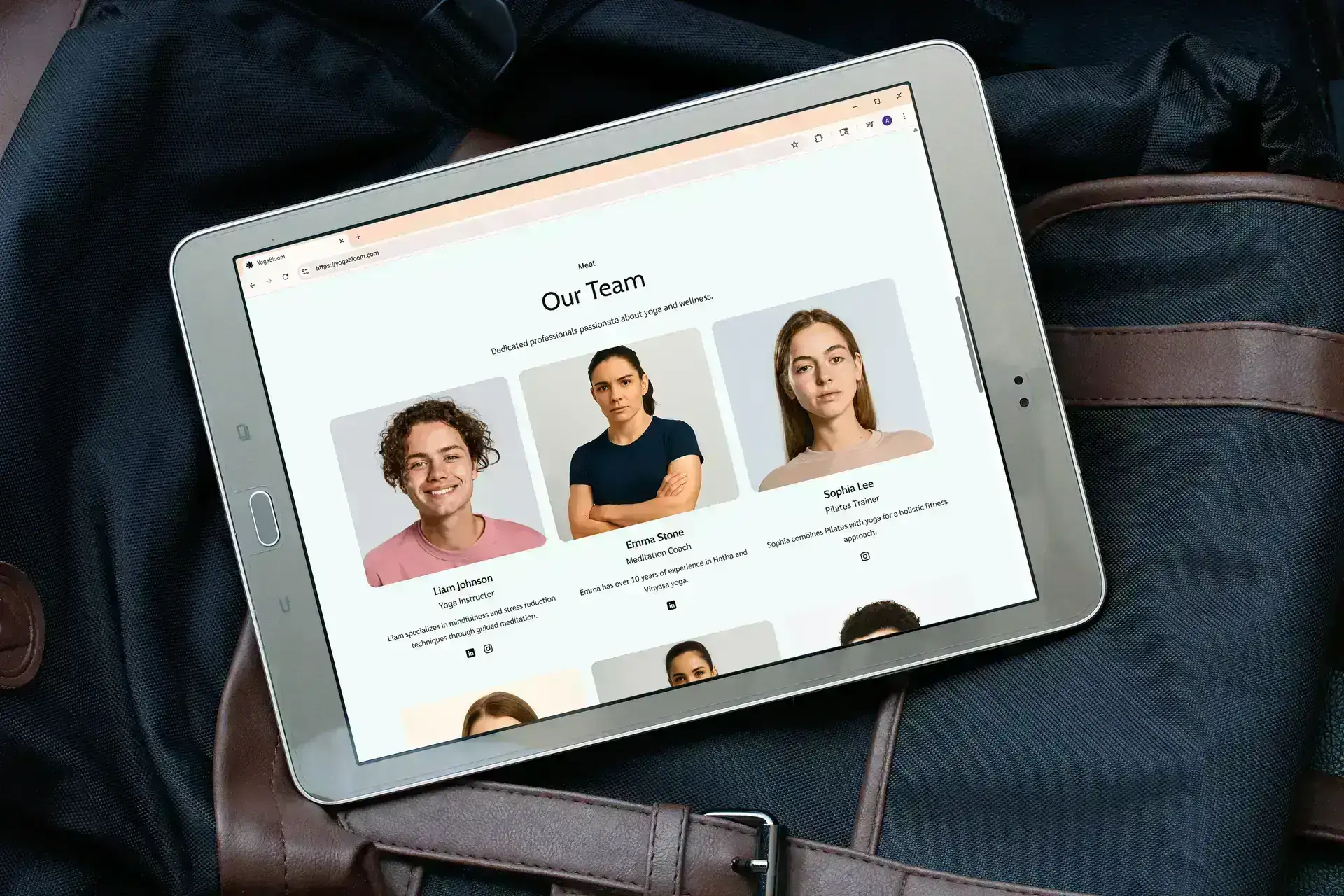 YogaBloom yoga studio team section preview